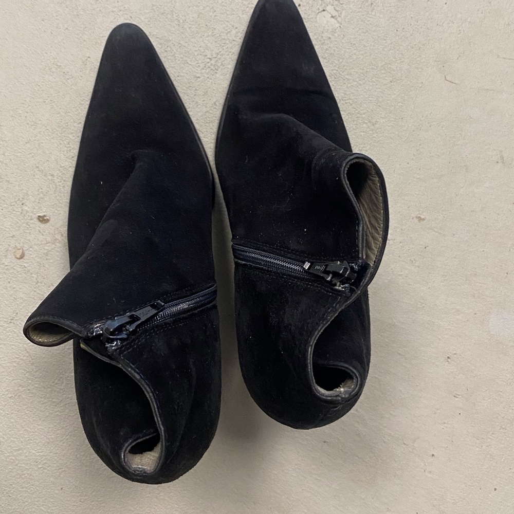 Prada black suede chunky heel boots size 36.5
